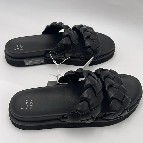 NWT A New Day Women’s Sage Braided Footbed Sandals - Black, Size 8 - Picture 6 of 13